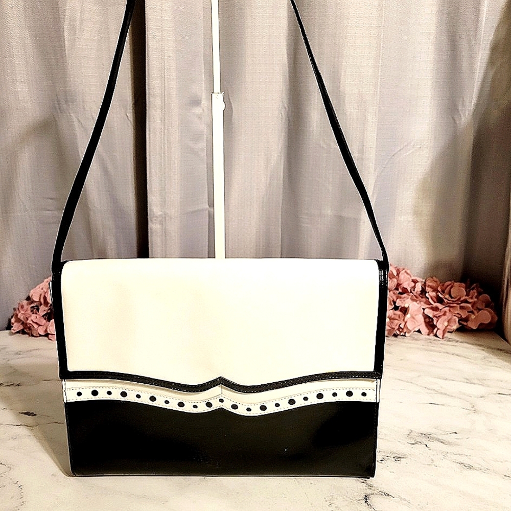 HOBO VTG The Original Black & White Leather Shoulder & Clutch Bag